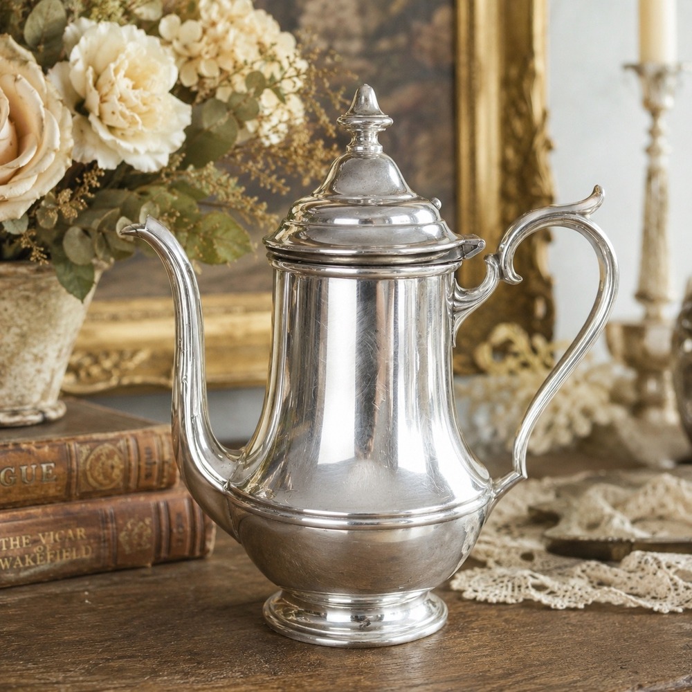 Vintage Wm Rogers Washington 2476 Silverplate Coffee Pot Decor Prop